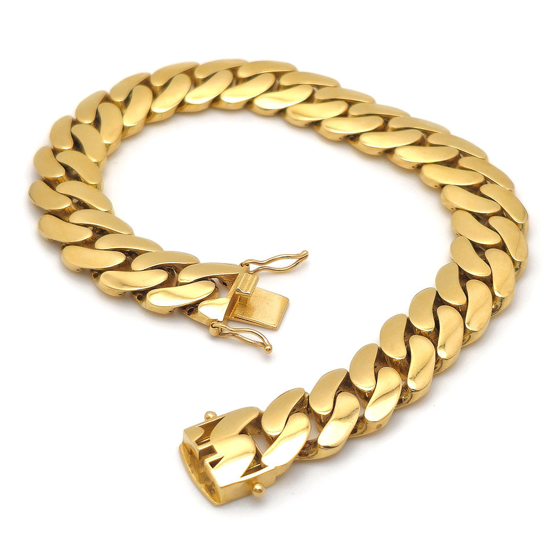 14k Hollow Miami Cuban Link Bracelet 11.5mm opened